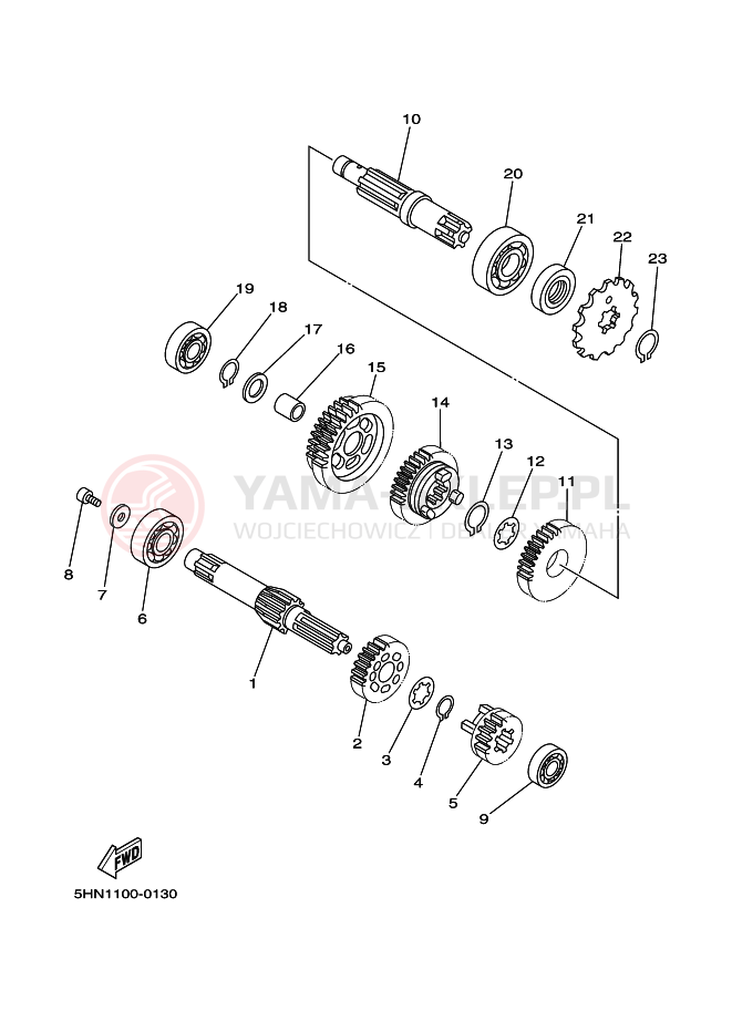 Schemat "Skrzynia biegów " do Yamaha TTR90