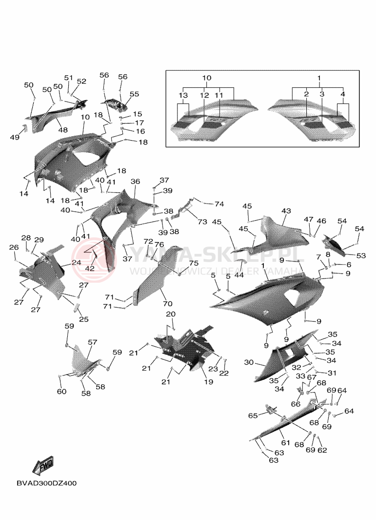 Schemat "POKRYWA SILNIKA 2" do Yamaha R7