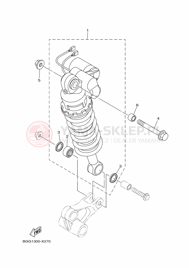 Schemat "zawieszenie tył" do Yamaha MT-10 SP
