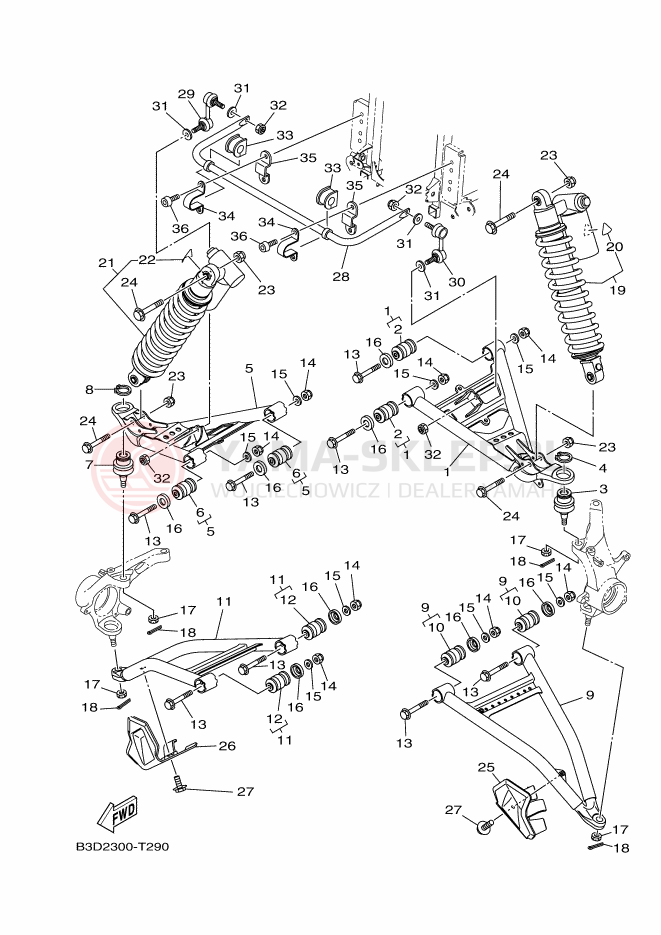 Schemat "Koło przód" do Yamaha WOLVERINE R