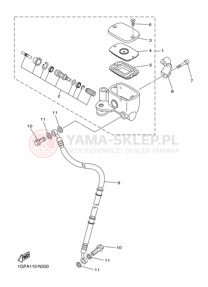 Schemat "Pompa hamulcowa przednia" do Yamaha XVS1300CU