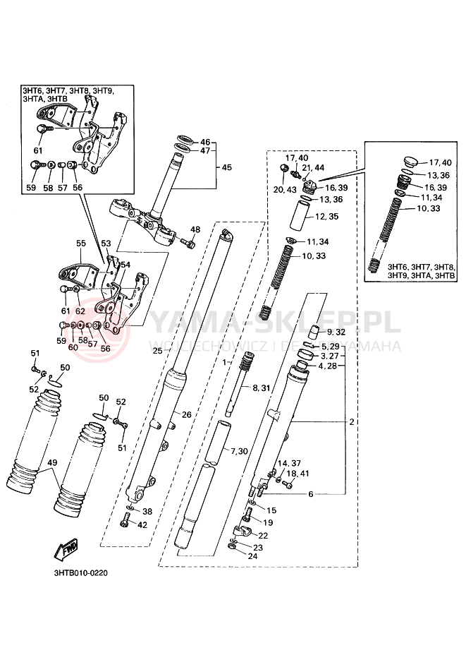 Schemat "Amortyzatory przód" do Yamaha SR400