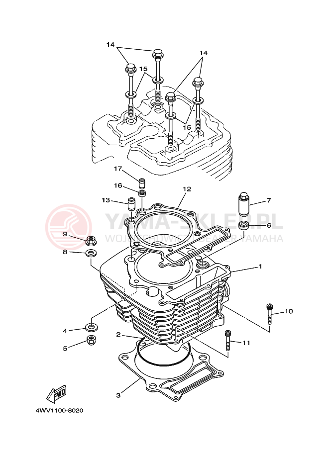 Schemat "cylinder" do Yamaha YFM600FWA