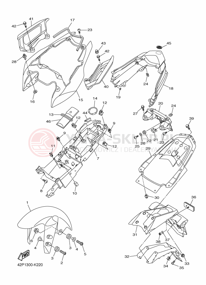 Schemat "błotnik" do Yamaha FZ8-S