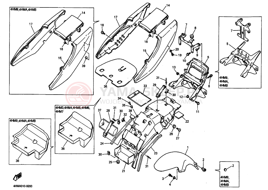 Schemat "błotnik" do Yamaha XJR400