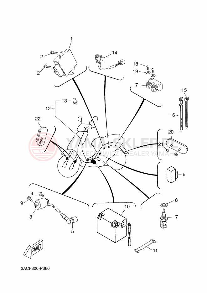 Schemat "układ elektryczny" do Yamaha NEOS 4