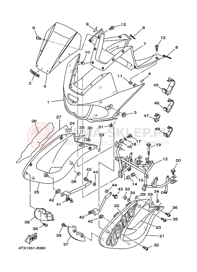 Schemat "Obudowa silnika" do Yamaha TDM850