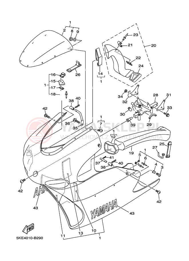 Schemat "elementy nadwozia" do Yamaha TZ250