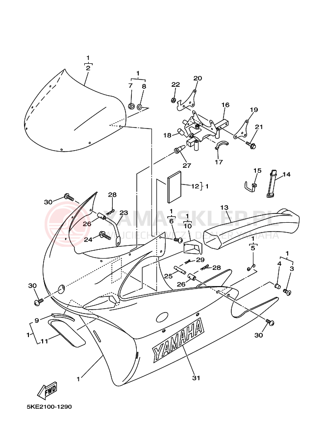 Schemat "Obudowa silnika" do Yamaha TZ250
