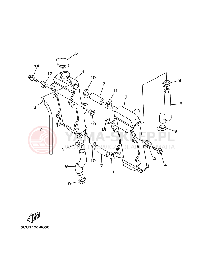 Schemat "Węże chłodnicy" do Yamaha YZ250