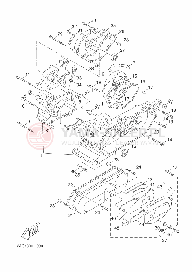 Schemat "Pokrywa silnika" do Yamaha AEROX 4