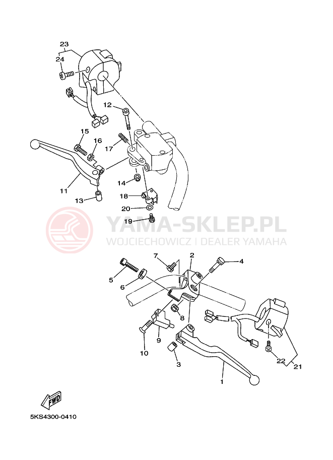 Schemat "Kierownica i osprzęt" do Yamaha XVS1100A DRAGSTAR 1100 CLASSIC