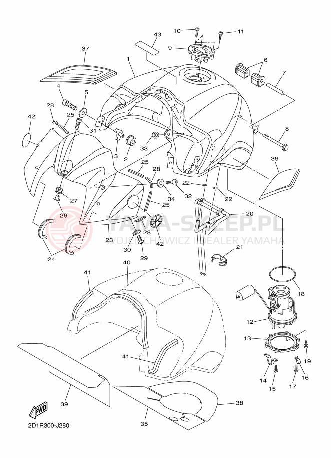Schemat "zbiornik paliwa" do Yamaha FAZER