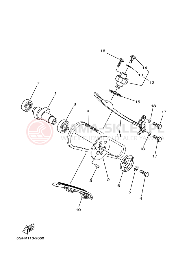 Schemat "Rozrząd - łańcuszek" do Yamaha GRIZZLY 450
