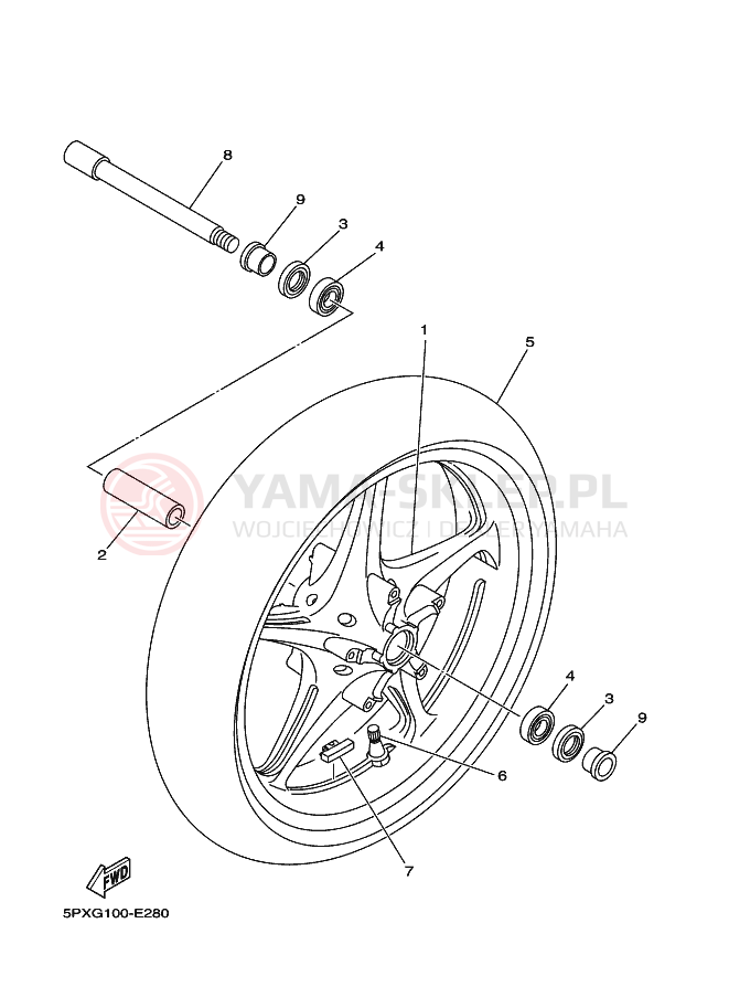 Schemat "Koło przód" do Yamaha WARRIOR