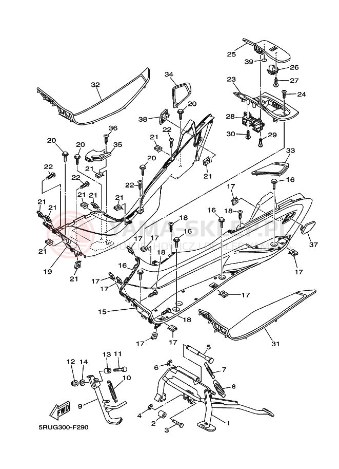 Schemat "Stopka postojowa i podnóżki" do Yamaha YP400ABS