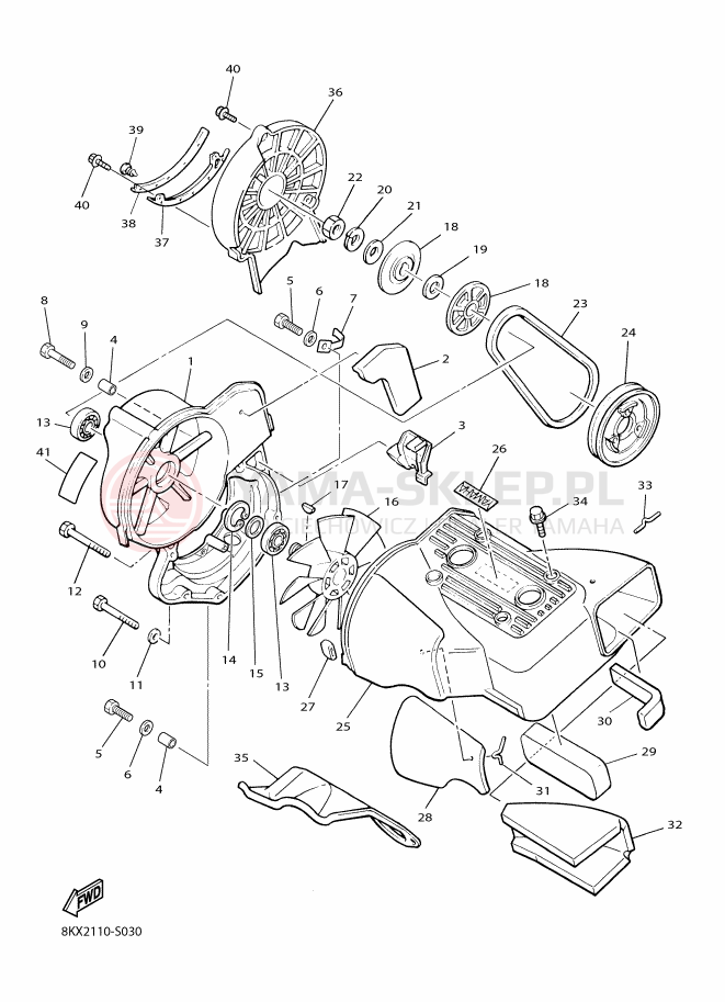 Schemat "Osłona powietrza - wentylator" do Yamaha VK540V