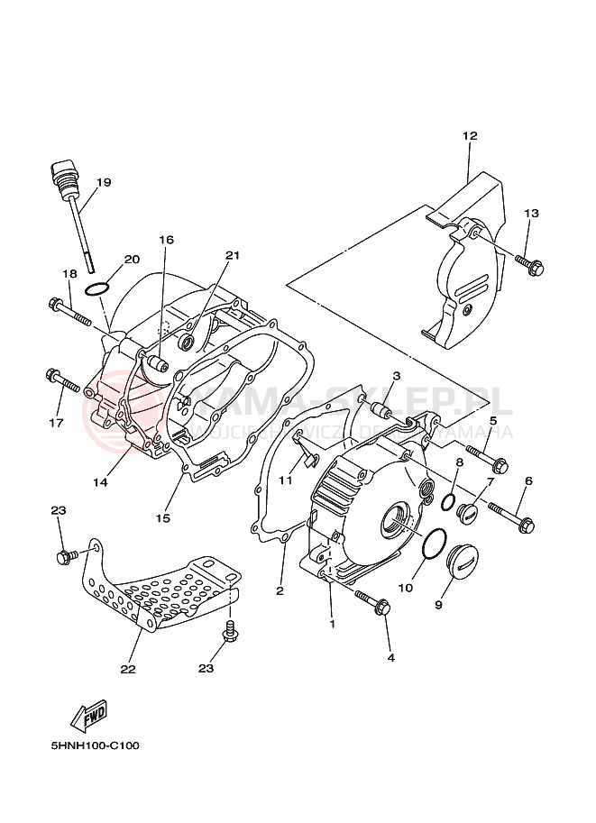Schemat "Pokrywa silnika" do Yamaha TT-R90