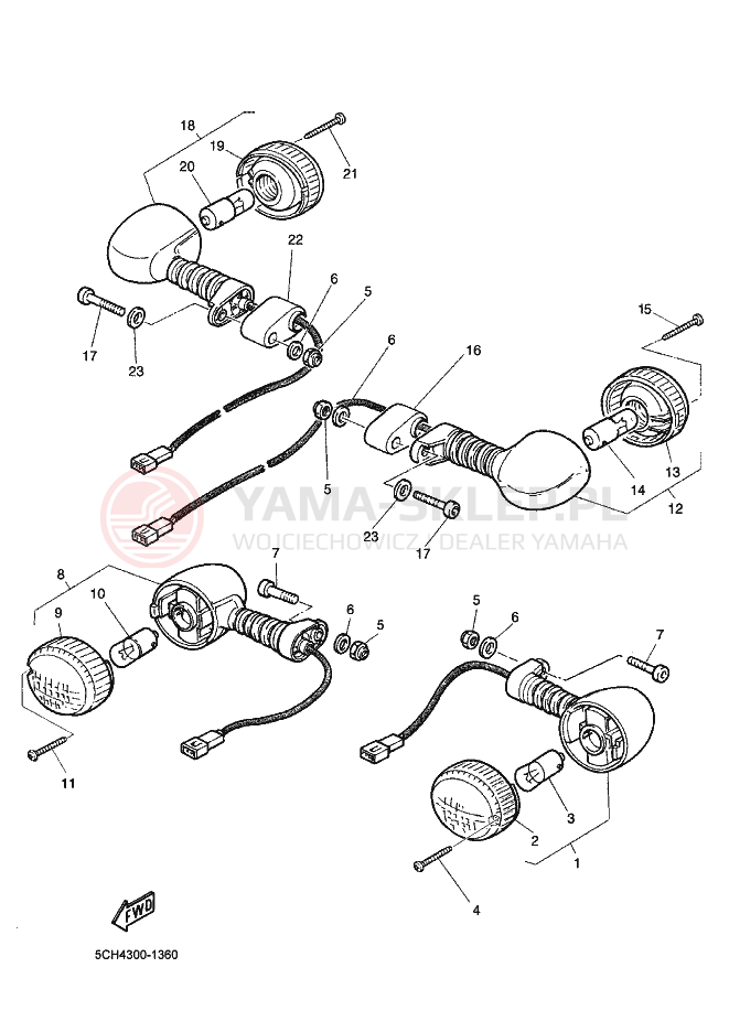 Schemat "ŚWIATŁO KIERUNKOWSKAZU 2" do Yamaha TT600RE