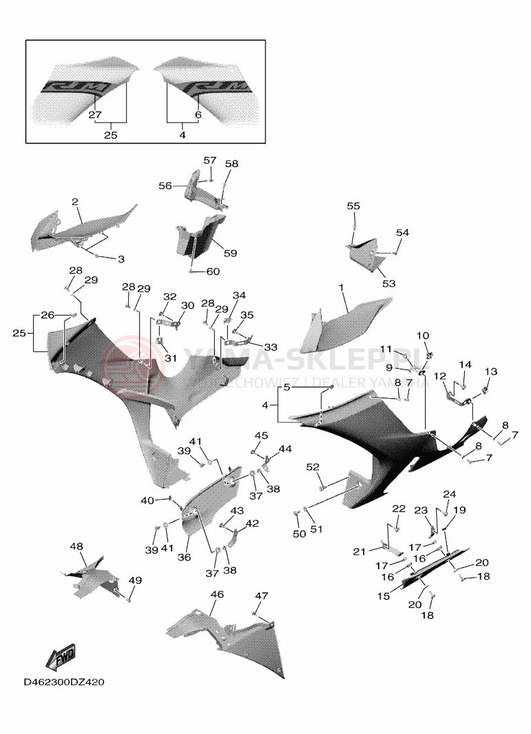 Schemat "POKRYWA SILNIKA 2" do Yamaha R1M