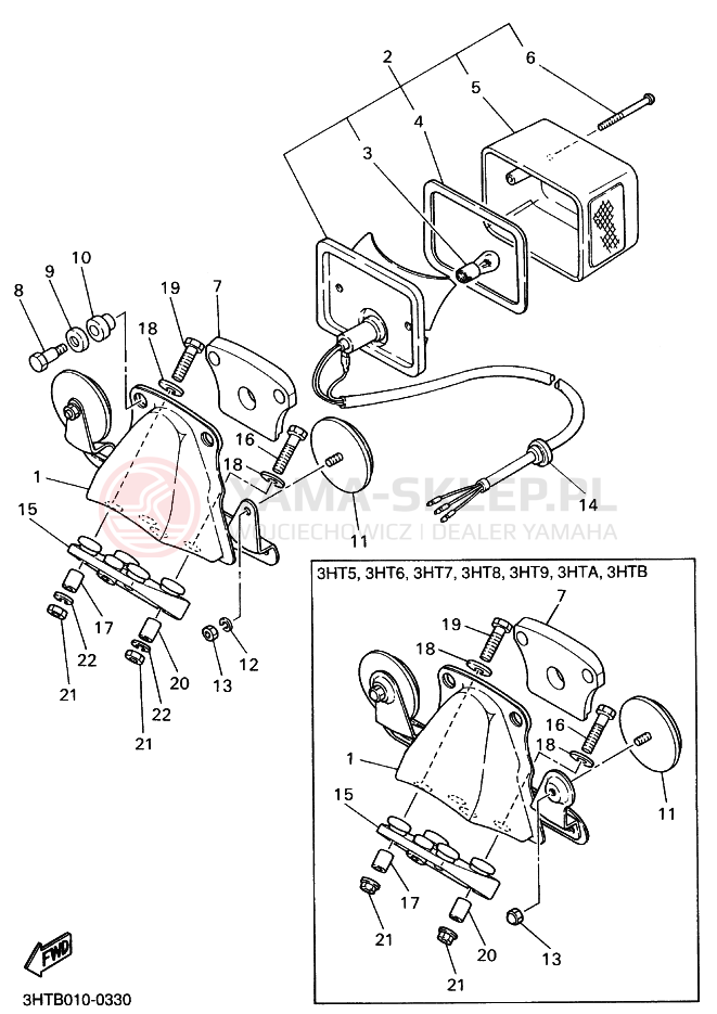 Schemat "Oświetlenie tył" do Yamaha SR400