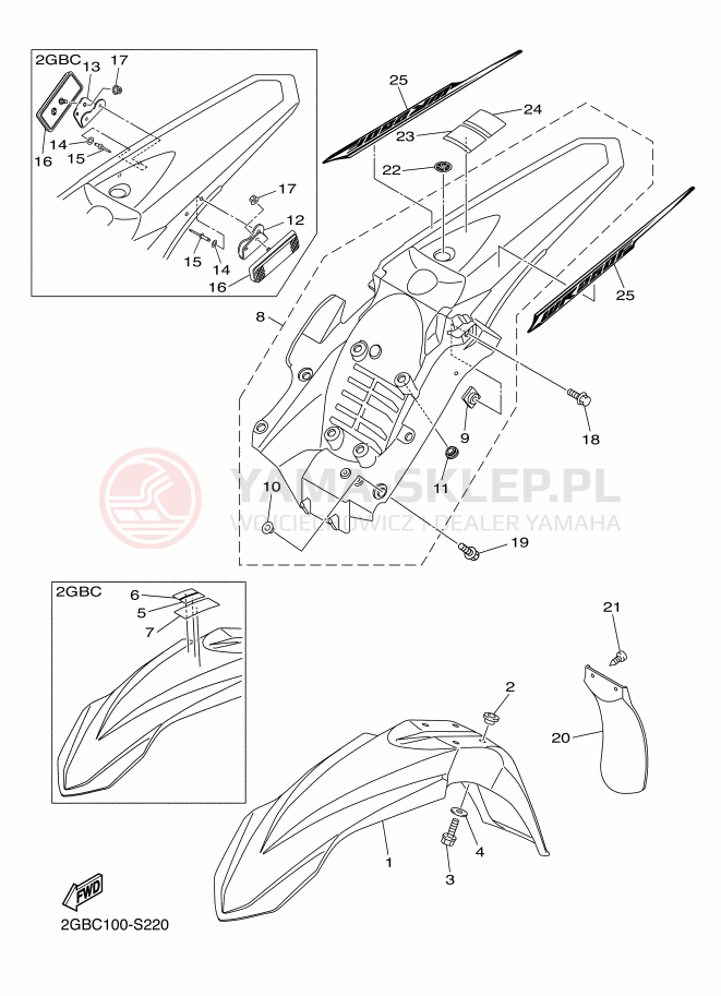 Schemat "błotnik" do Yamaha WR250F