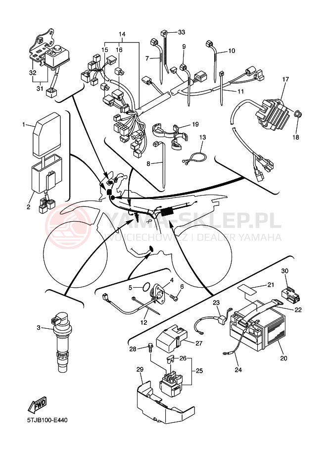 Schemat "układ elektryczny" do Yamaha WR450F