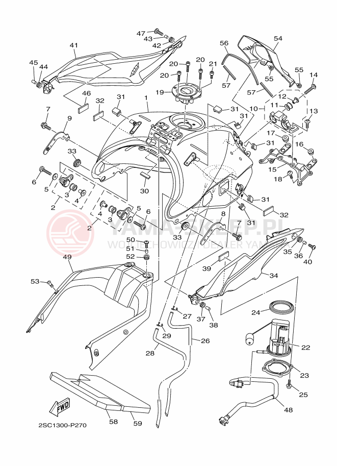 Schemat "zbiornik paliwa" do Yamaha TRACER