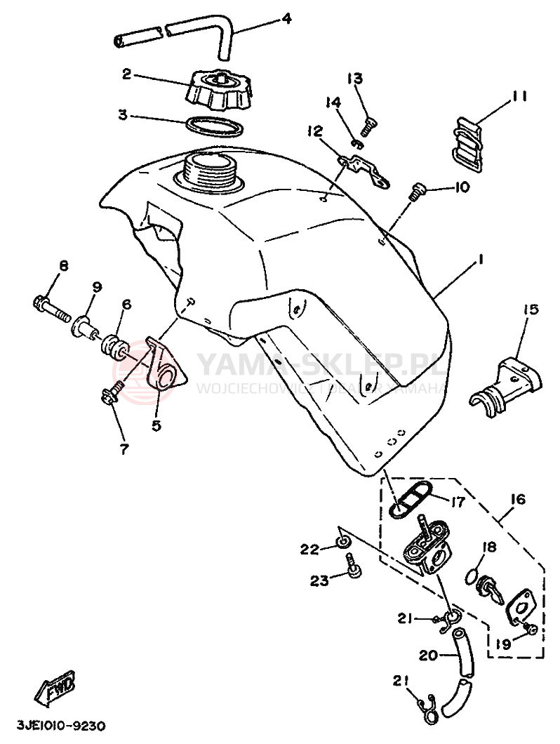 Schemat "zbiornik paliwa" do Yamaha YZ250WR WIDE RATIO YZ250