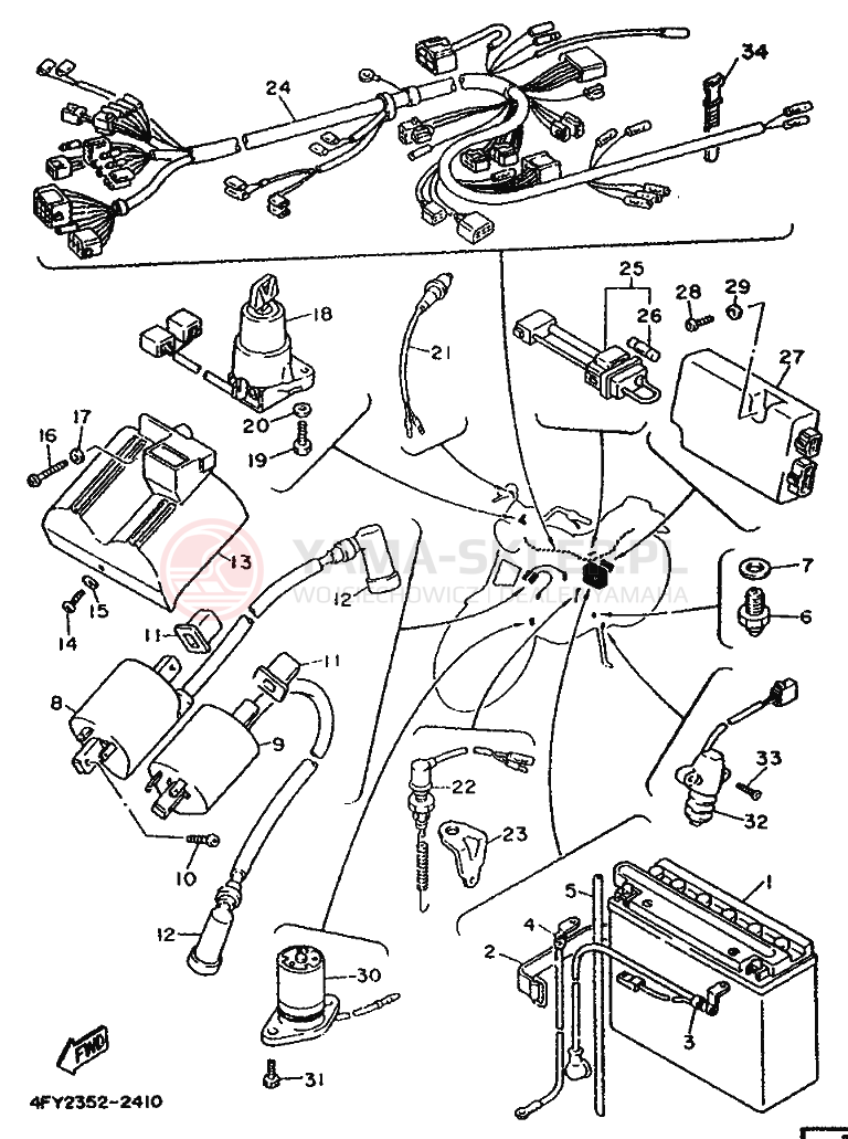 Schemat "układ elektryczny" do Yamaha XV750 VIRAGO
