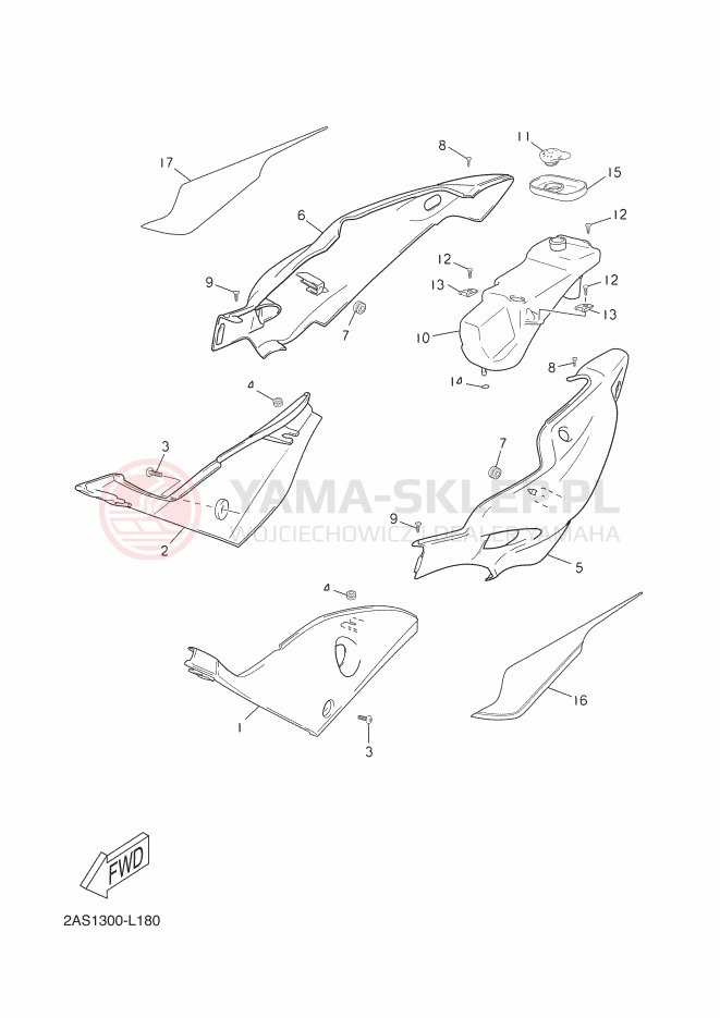 Schemat "Pokrywa boczna" do Yamaha TZR50