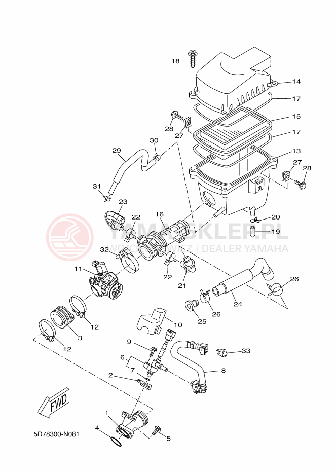 Schemat "Wtrysk paliwa" do Yamaha YZF-R125