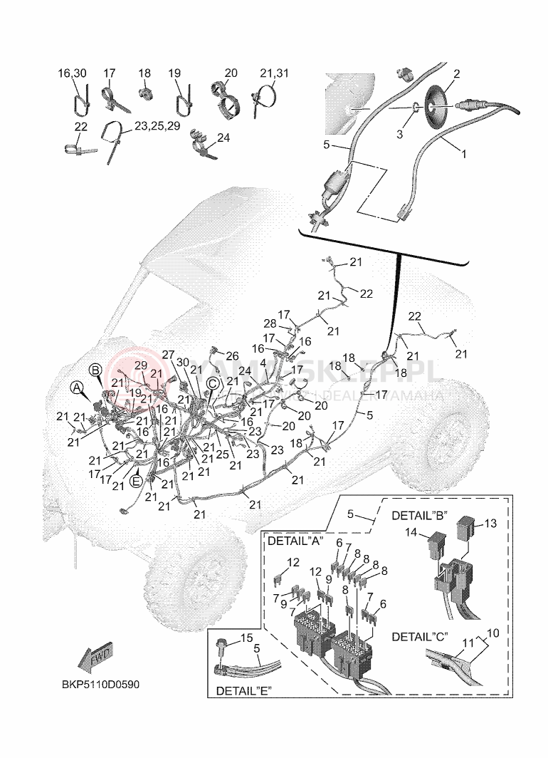 Schemat "SPRZĘT ELEKTRYCZNY 3" do Yamaha WOLVERINE RMAX2 1000 LE