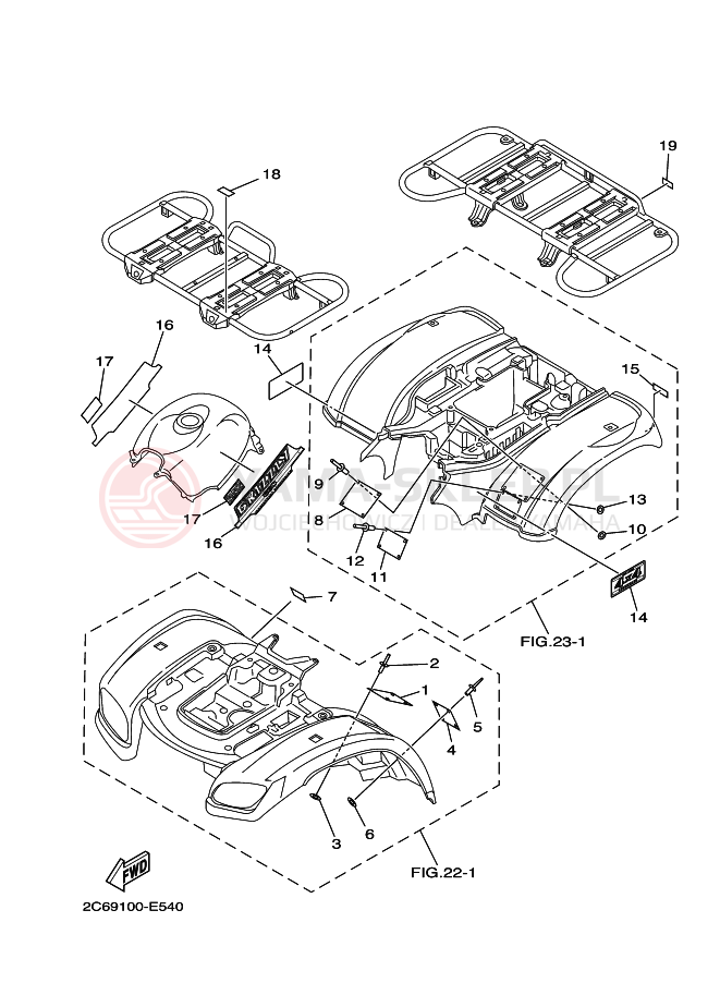 Schemat "naklejki" do Yamaha GRIZZLY