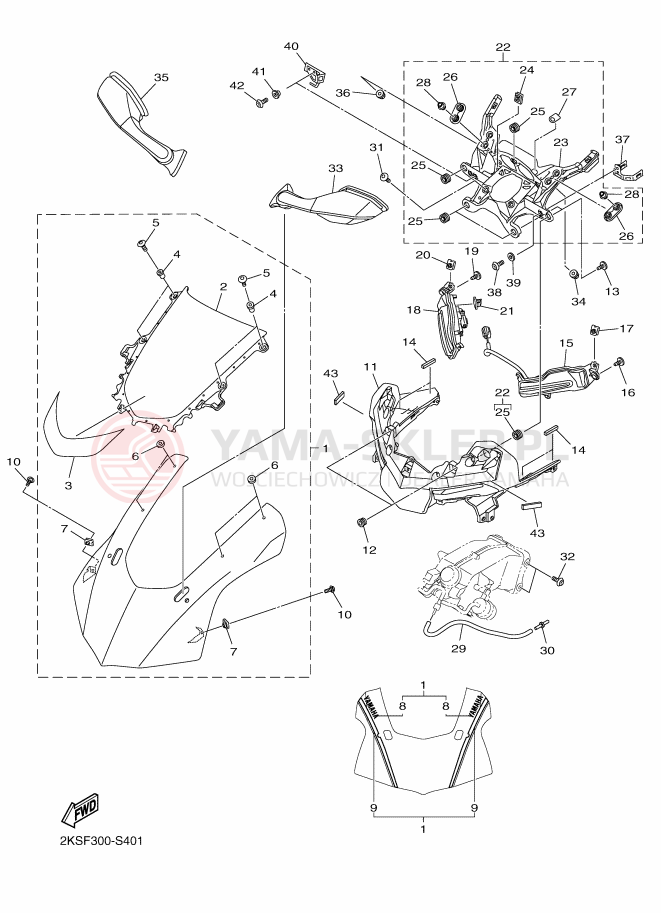 Schemat "elementy nadwozia" do Yamaha YZF-R1M