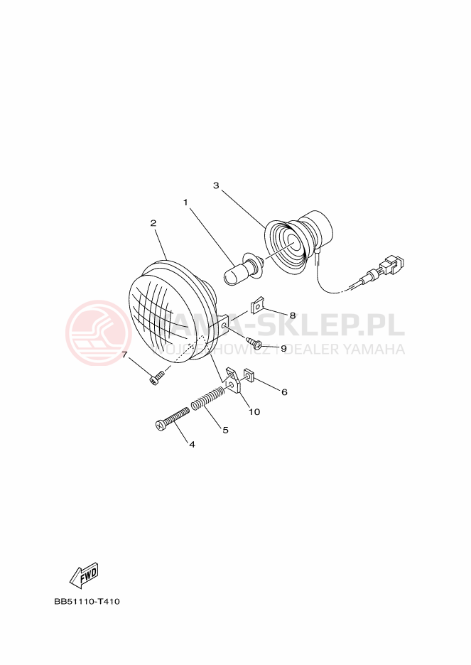Schemat "Lampa przód" do Yamaha KODIAK 450 EPS