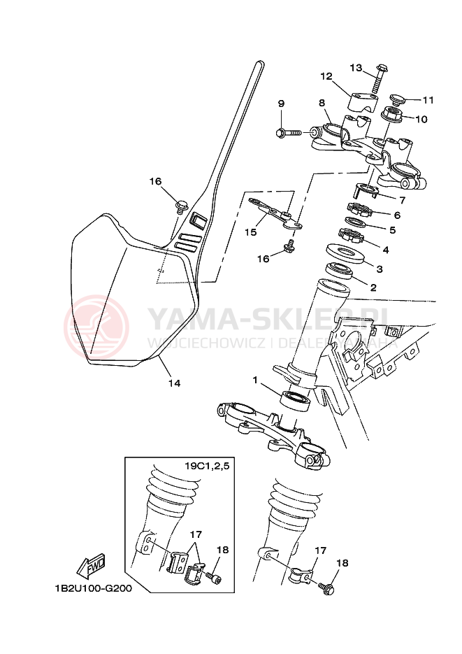 Schemat "Półki zawieszenia" do Yamaha TT-R125LW