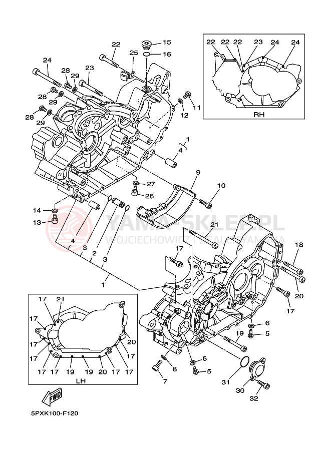 Schemat "Obudowa silnika" do Yamaha ROADSTAR WARRIOR MIDNIGHT