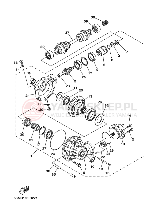 Schemat "Wał napędowy przód" do Yamaha GRIZZLY