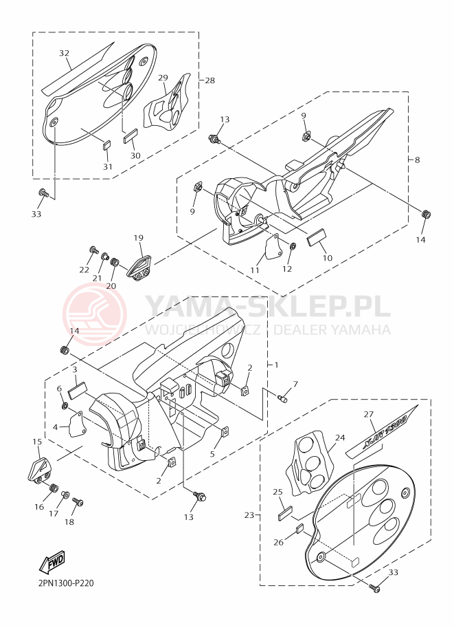 Schemat "Pokrywa boczna" do Yamaha XJR 1300