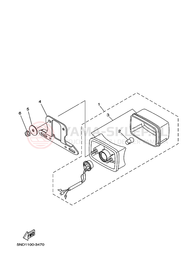 Schemat "lampa tył" do Yamaha GRIZZLY 350