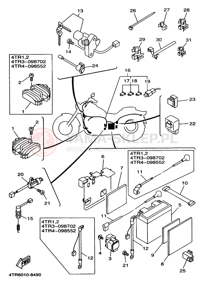 Schemat "układ elektryczny" do Yamaha XVS400 DRAGSTAR