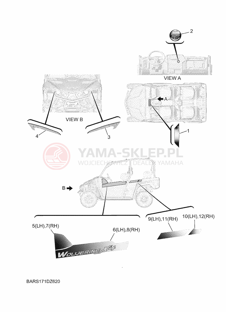 Schemat "Naklejki" do Yamaha WOLVERINE X4 850 SE