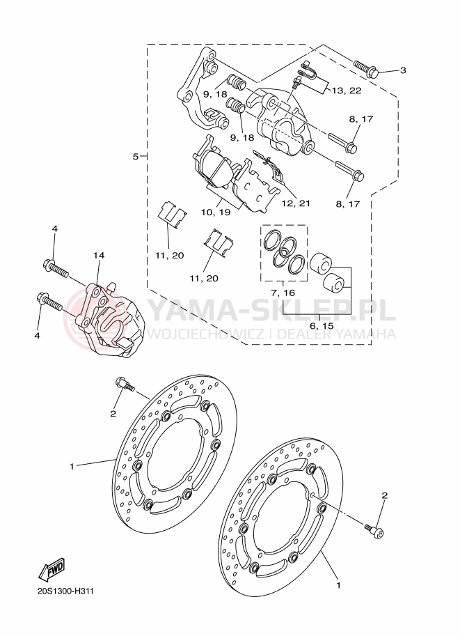 Schemat "Koło przód" do Yamaha XJ6N