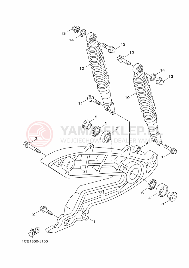 Schemat "wahacz, zawieszenie tył" do Yamaha BWS 125