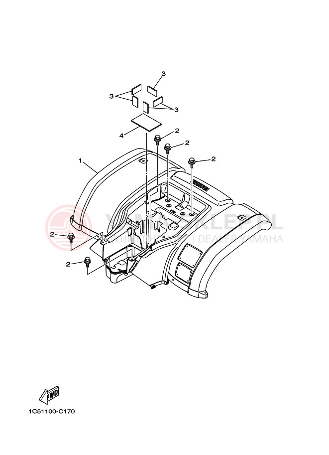 Schemat "TYLNY BŁOTNIK" do Yamaha GRIZZLY