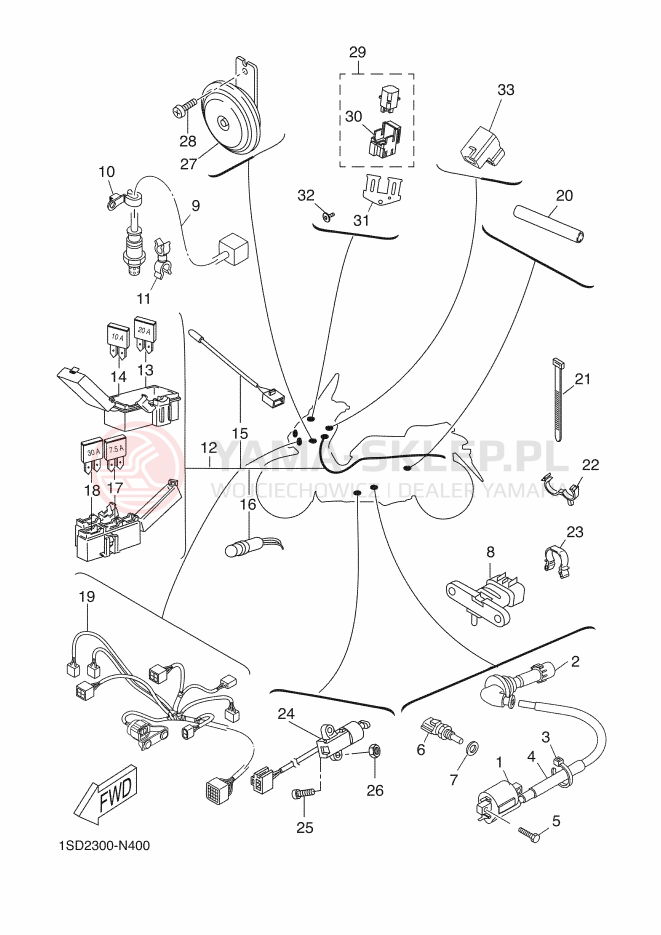 Schemat "układ elektryczny" do Yamaha X-MAX 400 ABS