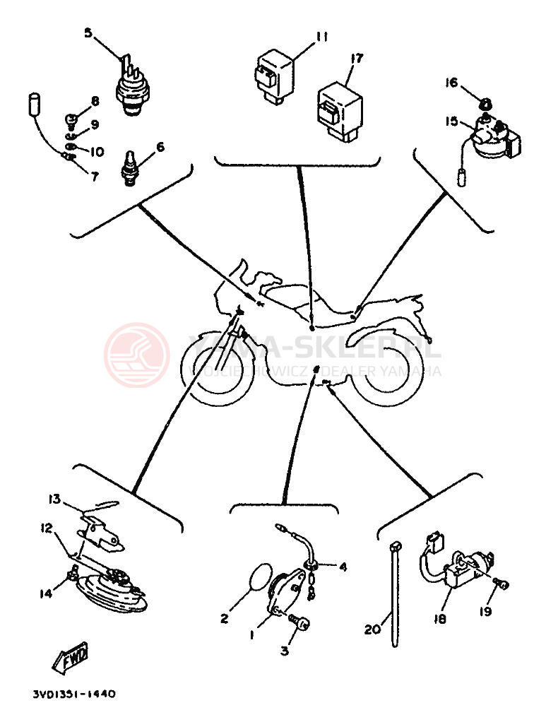 Schemat "układ elektryczny" do Yamaha TDM850