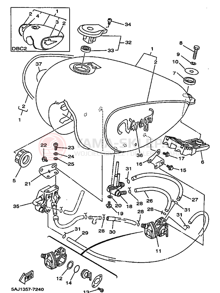 Schemat "zbiornik paliwa" do Yamaha XV125