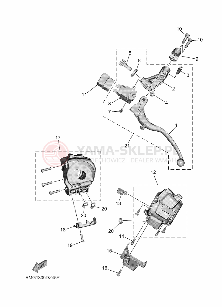 Schemat "Kierownica i osprzęt" do Yamaha XSR900 GP